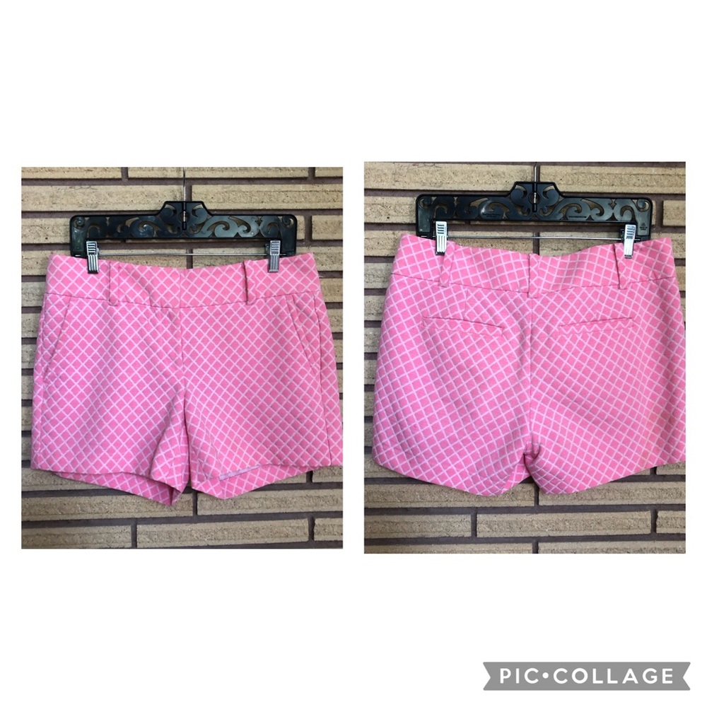 Bubble Gum Pink/White Harlequin Shorts - Ann Taylor - 6 - Waist 34 -Short Shorts